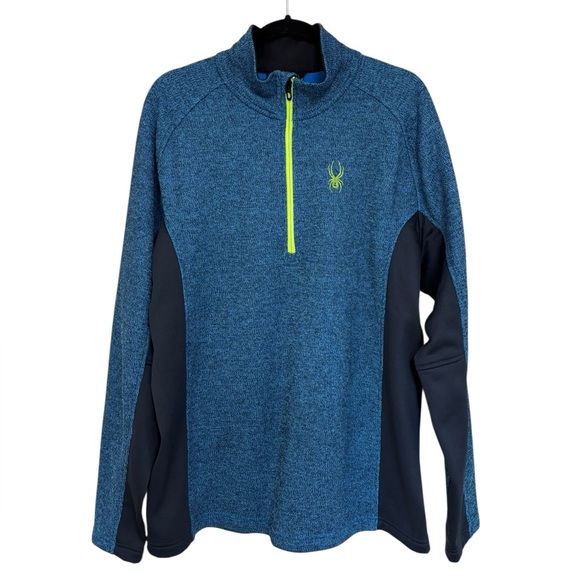 Spyder Men’s Constant Knit Quarter Zip Pullover Fleece in Blue - Size XL - Picture 1 of 7